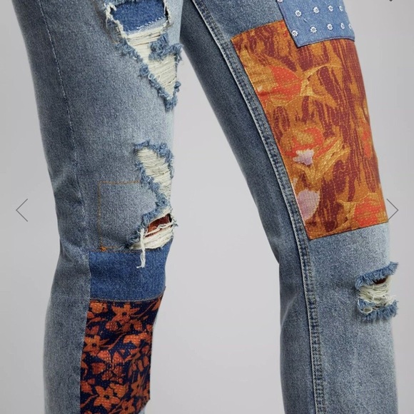 Free People Belladonna Patchwork Jeans NWOT - Picture 4 of 4